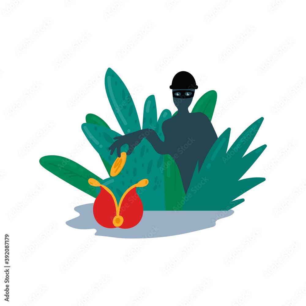 Illustration of a Fraudster stealing money. Cartoon vector composition ...