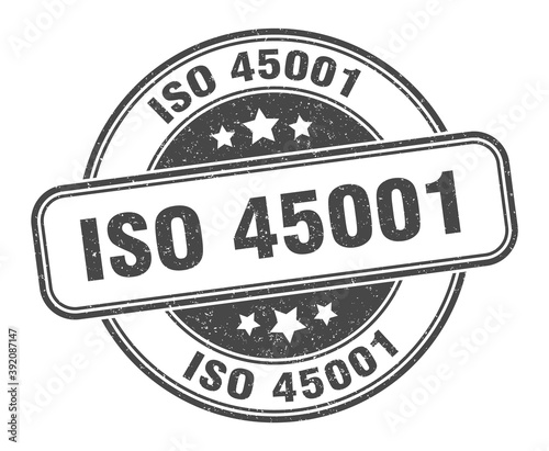 iso 45001 stamp. iso 45001 label. round grunge sign