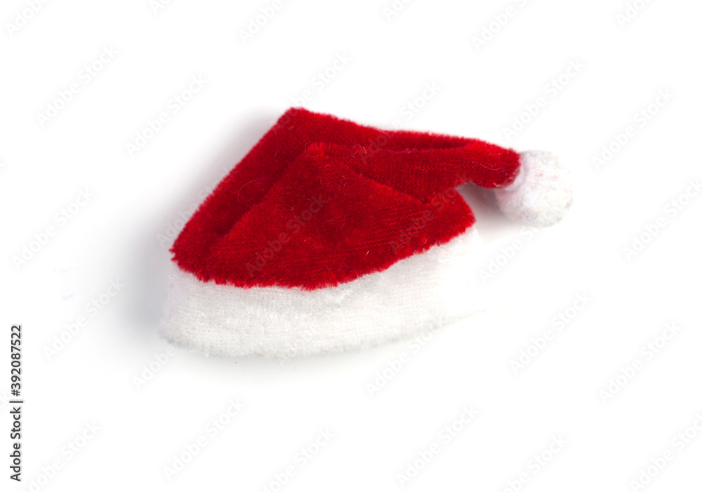 a soft Santa Claus hat on white background a soft Santa Claus hat on white background