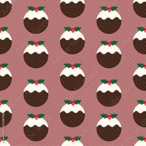 Traditional Christmas Pudding seamless pattern