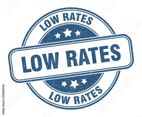 low rates stamp. low rates label. round grunge sign