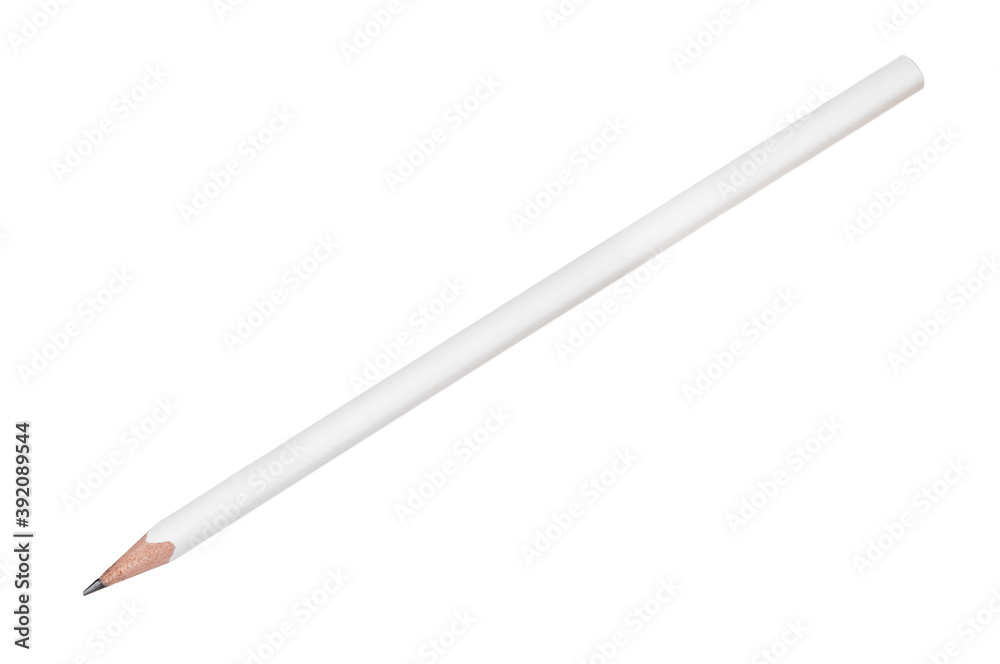 Single pencil close up isolated on white background
