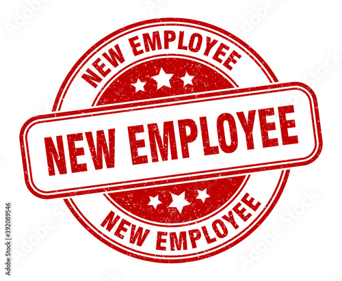 new employee stamp. new employee label. round grunge sign