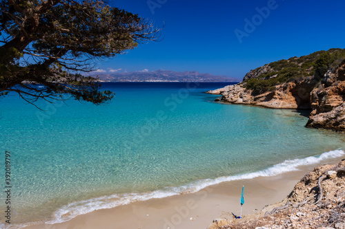 Clear sea and sand at Voulisma Beach, Crete, Greece