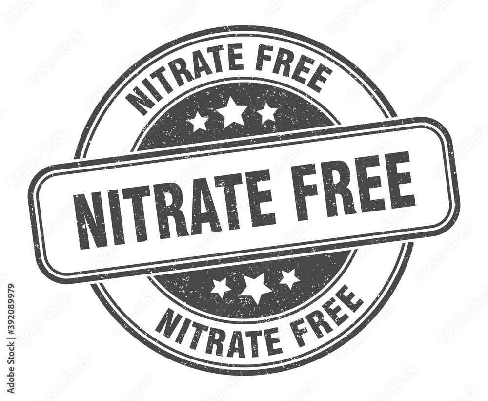 nitrate free stamp. nitrate free label. round grunge sign