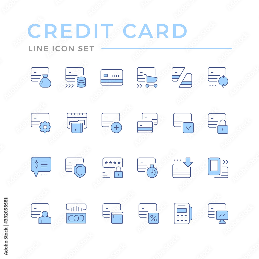 Set color line icons of credit card Set color line icons of credit card