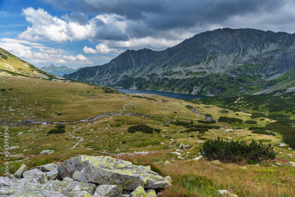 Summer landscapes of the High Tatras Mountains with beautiful views of lakes and mountain houses