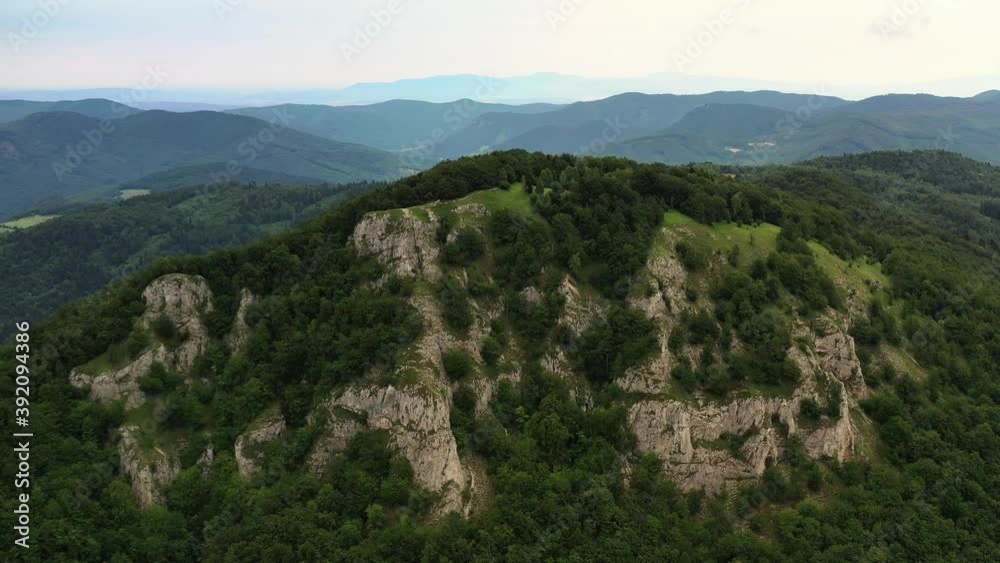 Aerial view of the top of Folkmarska skala in the village of Velky Folkmar Aerial view of the top of Folkmarska skala in the village of Velky Folkmar