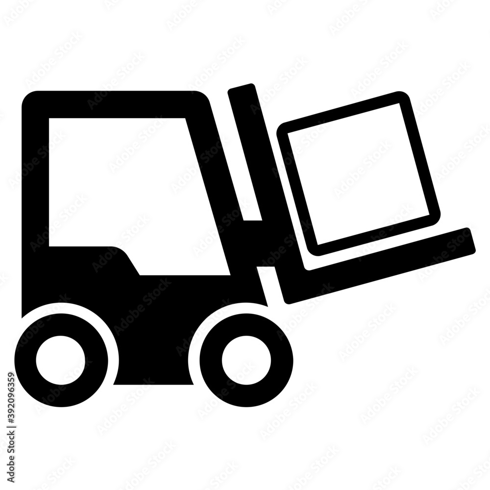Icon of forklift truck in solid design.
Icon of forklift truck in solid design.
