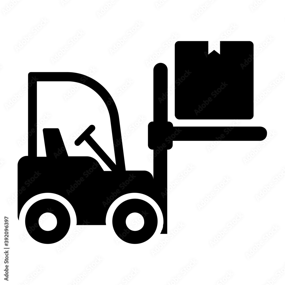 Icon of forklift truck in solid design.
Icon of forklift truck in solid design.