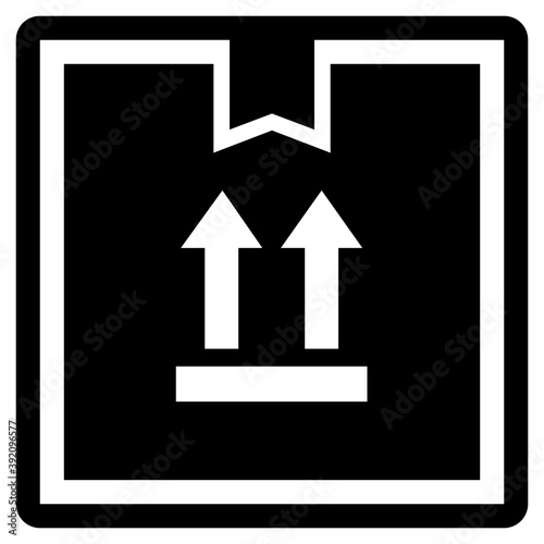 
Icon of fragile parcel in glyph design.
