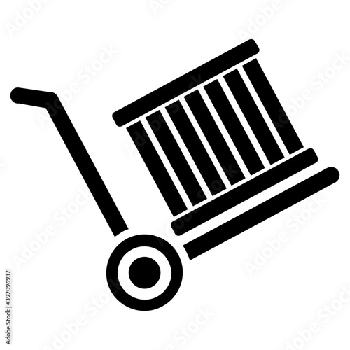 
Icon of luggage cart in solid design.

