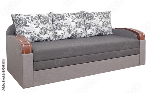Gray sofa isolated on a white background. 