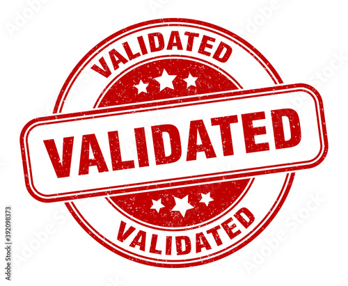 validated stamp. validated label. round grunge sign
