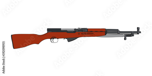 Soviet semi-automatic carbine SKS with bayonet. Vector Illustration