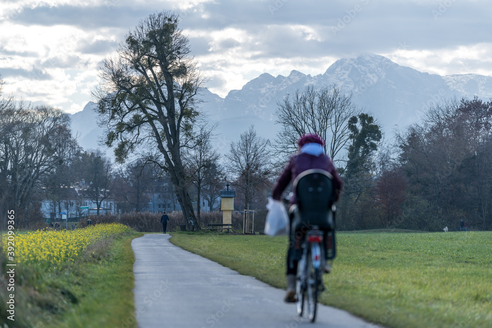 Fototapeta premium person riding a bicycle