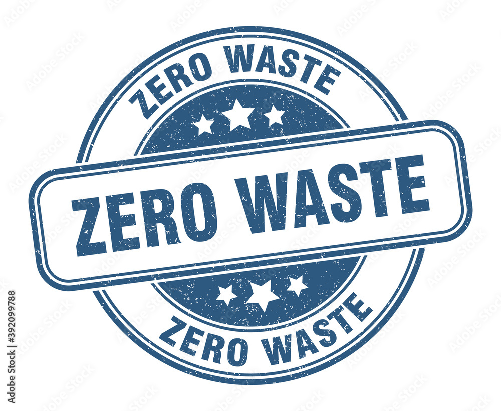 zero waste stamp. zero waste label. round grunge sign