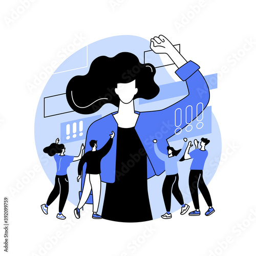 Mass protest abstract concept vector illustration. Demonstration, violent riots, social movement, political rights, racial equity, law enforcement, political activist, democracy abstract metaphor.