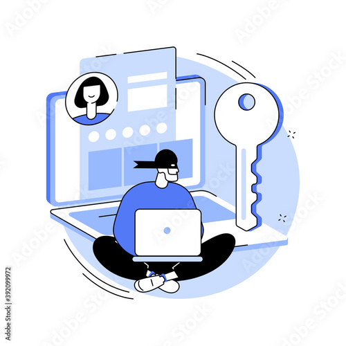 Doxing abstract concept vector illustration. Gathering online information, doxing attack, hacking private data, social engineering, publishing identity info, hacking practice abstract metaphor.