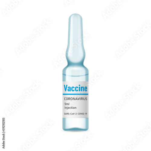 Vaccine Coronavirus COVID-19 NCOV 2019 Virus Infection Research. Coronavirus SARS-CoV-2 Treatment Vaccine Injection Laboratory Concept of Testing or Fight Against Coronavirus on White