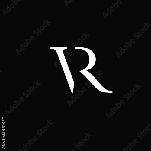Creative Professional Trendy and Minimal Letter VR Logo Design in Black and White Color, Initial Based Alphabet Icon Logo in Editable Vector Format