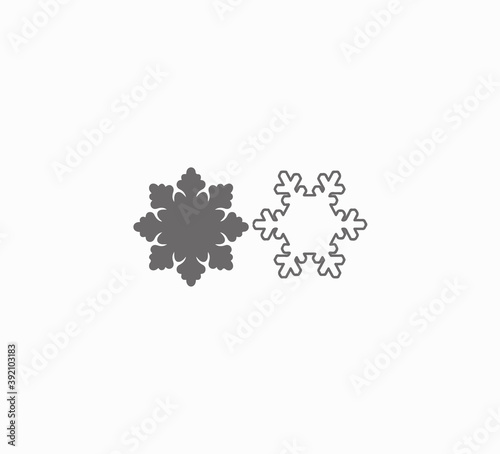 Set of Snowflake Silhouettes icon isolated