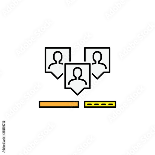 viral line colored icon. Teamwork at the idea. Signs and symbols can be used for web, logo, mobile app, UI, UX