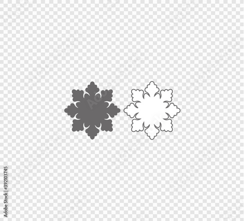 Snowflake Vector. Gray flat vector snowflakes icon on transparent background