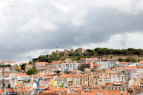 Skyview, panoramica o vista de la ciudad de Lisboa, pais de Portugal