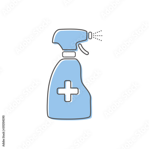Anti-Bacterial Alcohol Agent, Sanitizer, Bottle Spray Flat Style Line Icon