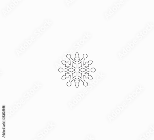 Snowflake Icon. Flat logo of snowflake isolated on white background. New Year...