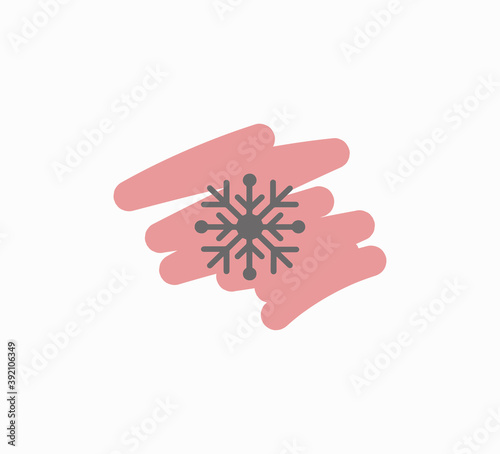 Snowflake Icon. Flat logo of snowflake isolated on white background. New Year...