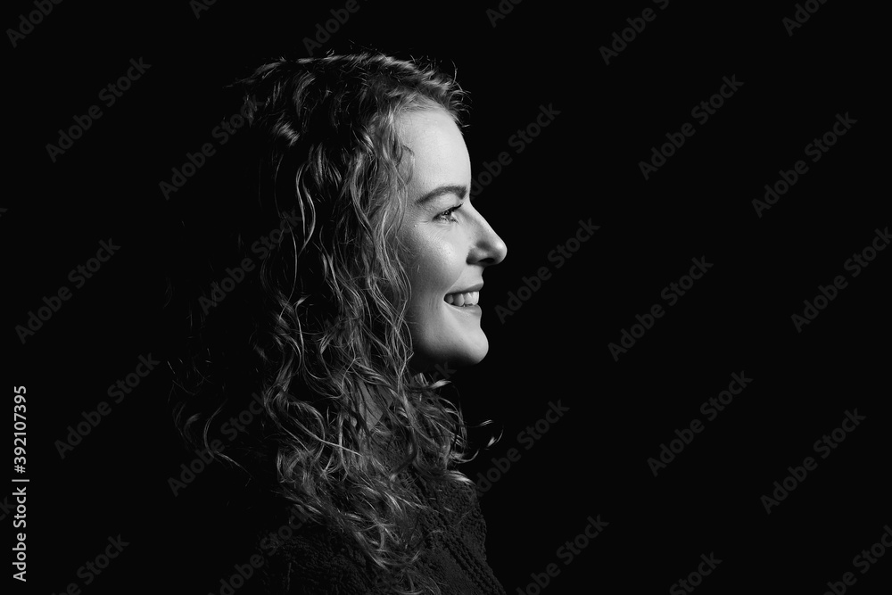 Black and white portrait of a beautiful woman