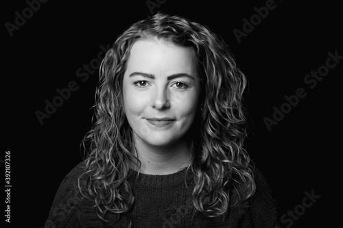 Black and white portrait of a beautiful woman