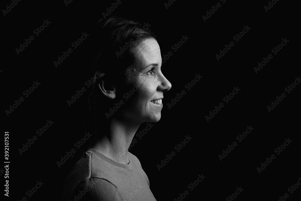 Black and white portrait of a beautiful woman