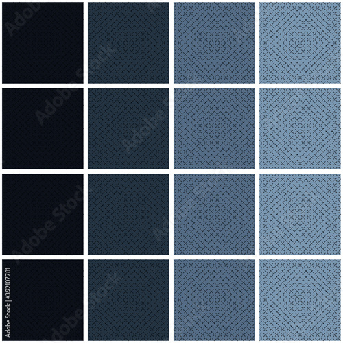 Denim texture background, pattern of squares. Blue color. Vector illustration.