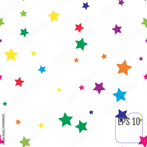 Seamless Pattern with Colorful Stars.