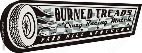 vintage motorsport print design for t-shirts