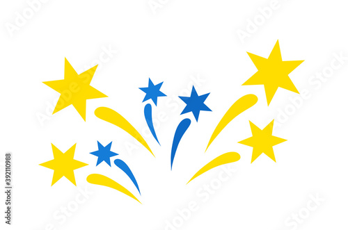 Fireworks icon, splashes of blue and gold