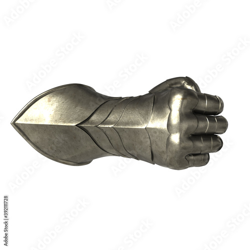 Fototapet Medieval armor, metal mace in hand