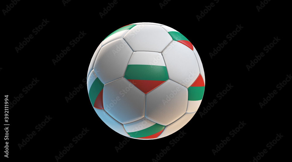 Soccer ball with the flag of Bulgaria on black background. 3D Rendering Soccer ball with the flag of Bulgaria on black background. 3D Rendering