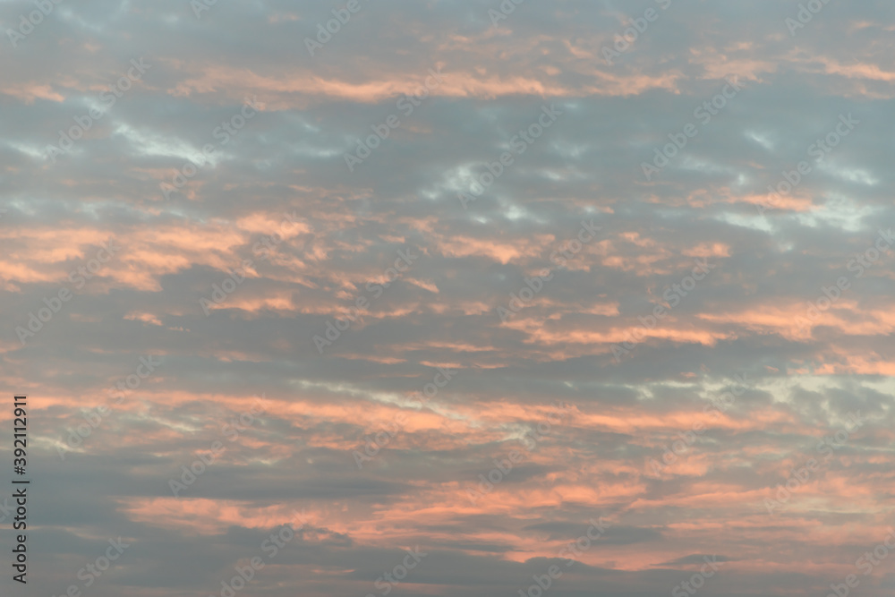 The softness of the clouds and the brightness of the beautiful sky. Light blue clouds and orange on background, Relaxing feeling and inspirational. Copy space, No focus, specifically. The softness of the clouds and the brightness of the beautiful sky. Light blue clouds and orange on background, Relaxing feeling and inspirational. Copy space, No focus, specifically.