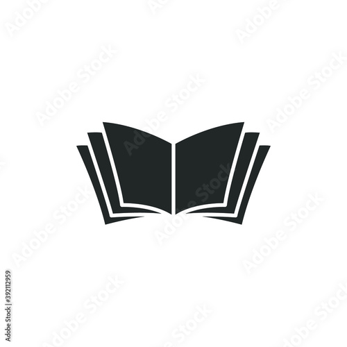 Open book glyph icon. E-book, cover digital magazine, journal, dictionary, science novel. simple pictogram for bookstore and library logo. vector illustration. Design on white background. EPS 10
