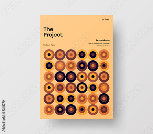 Vertical corporate identity A4 report cover. Abstract geometric vector business presentation design layout. Amazing company front page illustration brochure template. © kitka