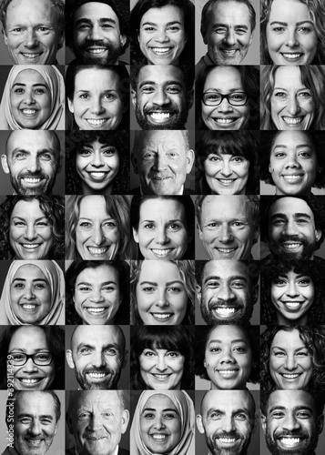 Collection of happy people faces 