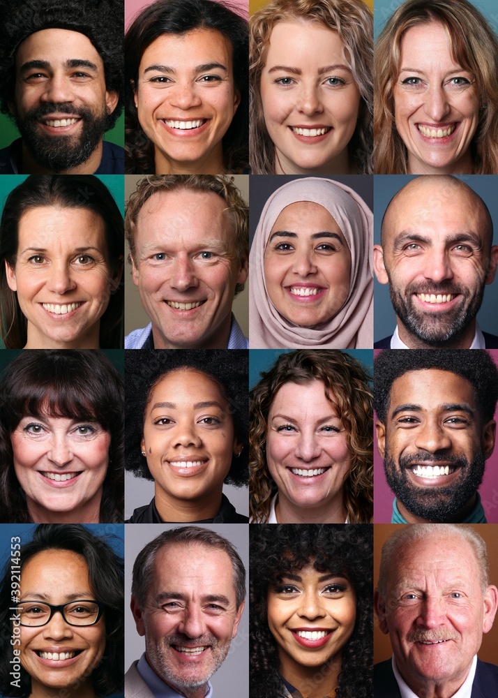 Collection of happy people faces
