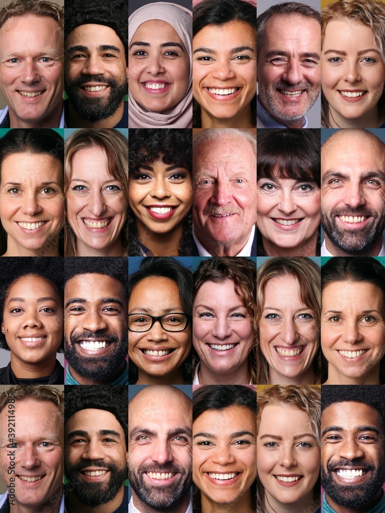 Collection of happy people faces
