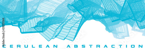 Multidimensional cerulean geometrical abstraction. Vector graphics