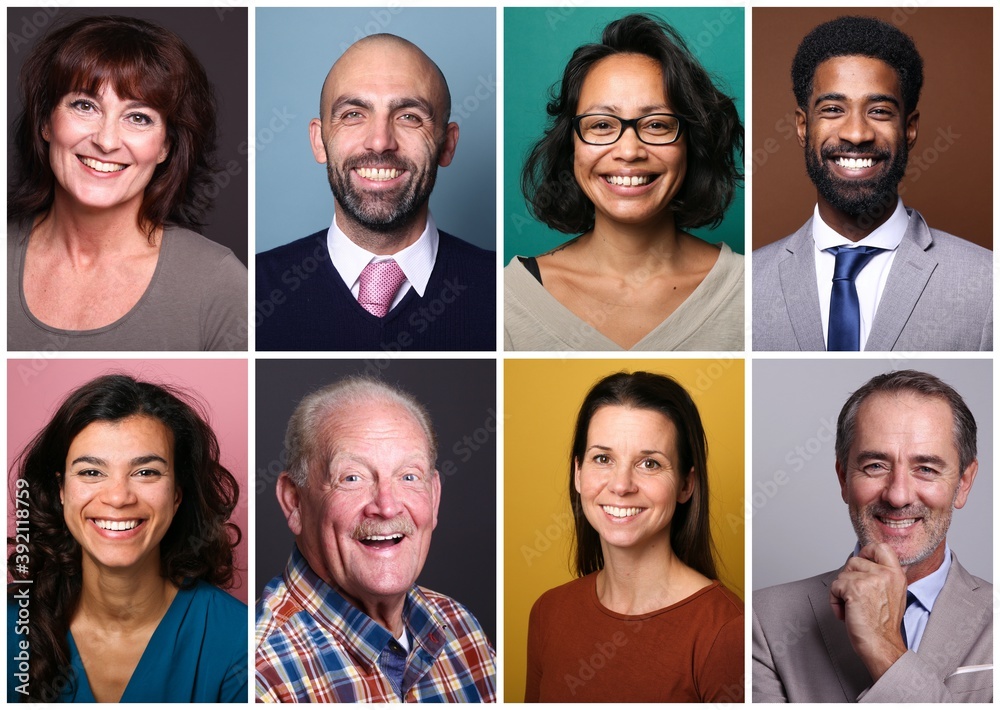 Collection of happy people faces Collection of happy people faces