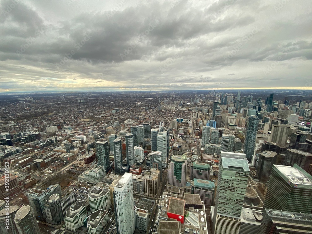 Obraz premium Toronto Skyline of downtown financial district from the above